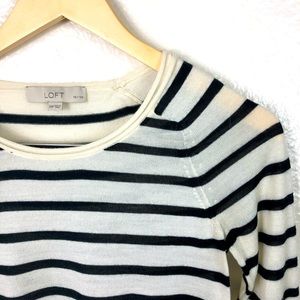 Loft Black/Cream Striped Wool Blend Sweater XSP